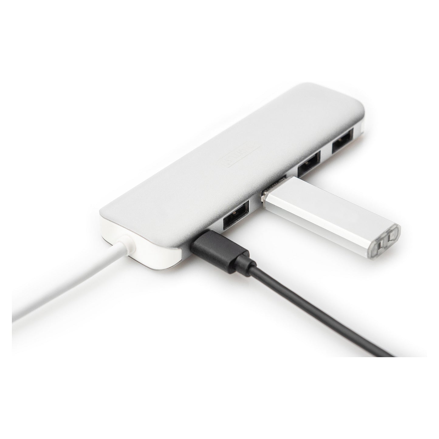 DIGITUS USB-C-Hub 4-Port 3.0->4xA3.0 1xC-PD intgr.Kabel wei
