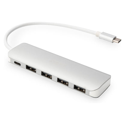 DIGITUS USB-C-Hub 4-Port 3.0->4xA3.0 1xC-PD intgr.Kabel wei