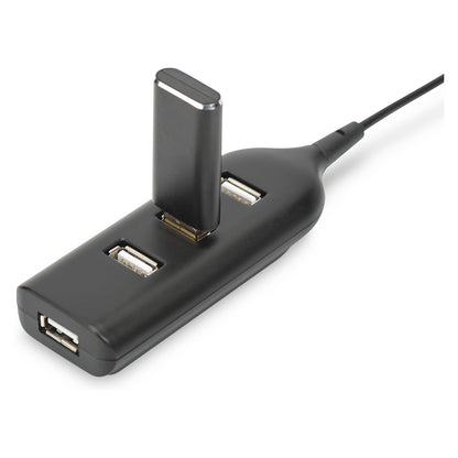 DIGITUS USB-Hub 4-Port 2.0->4xA2.0 integr. Kabel schwarz