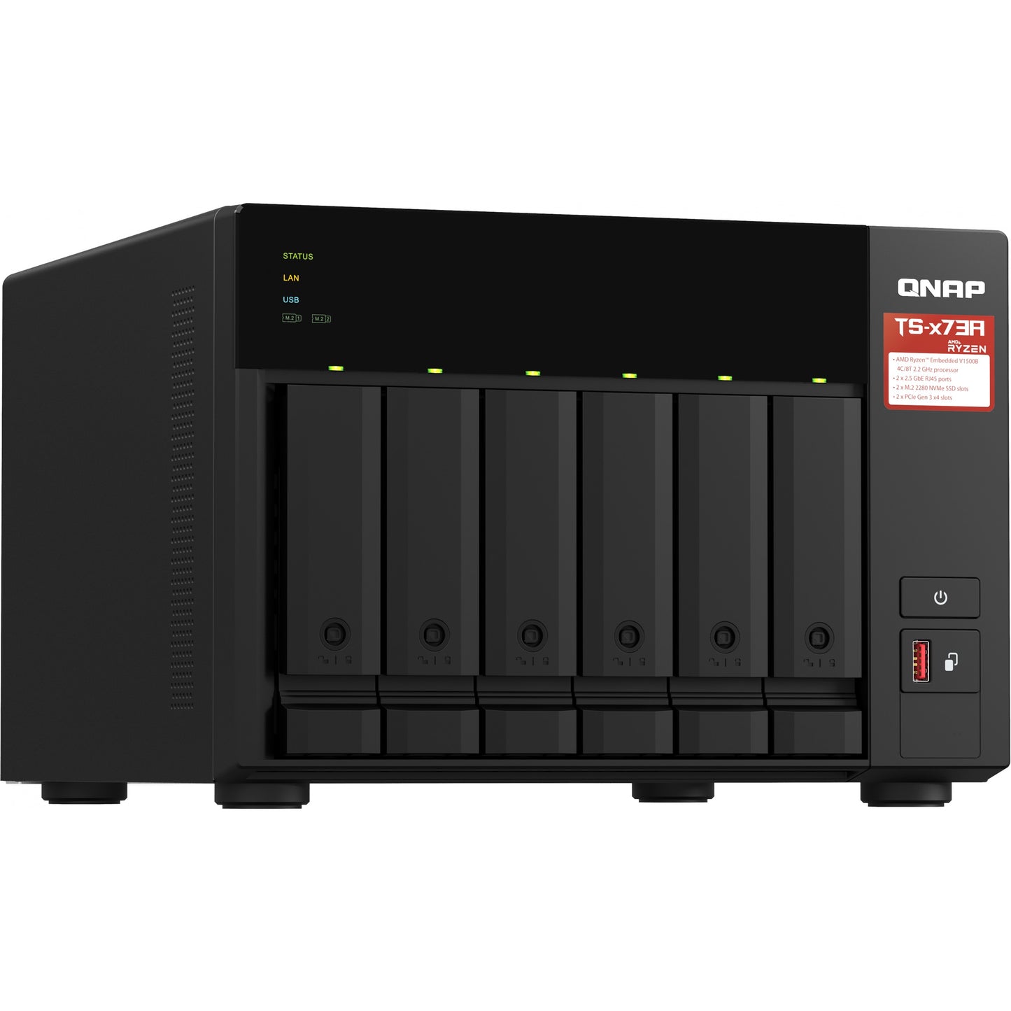 QNAP TS-673A NAS-Server 6Schächte AMD Ryzen Embedded V1500B 2.2 GHz SATA 6Gb/s