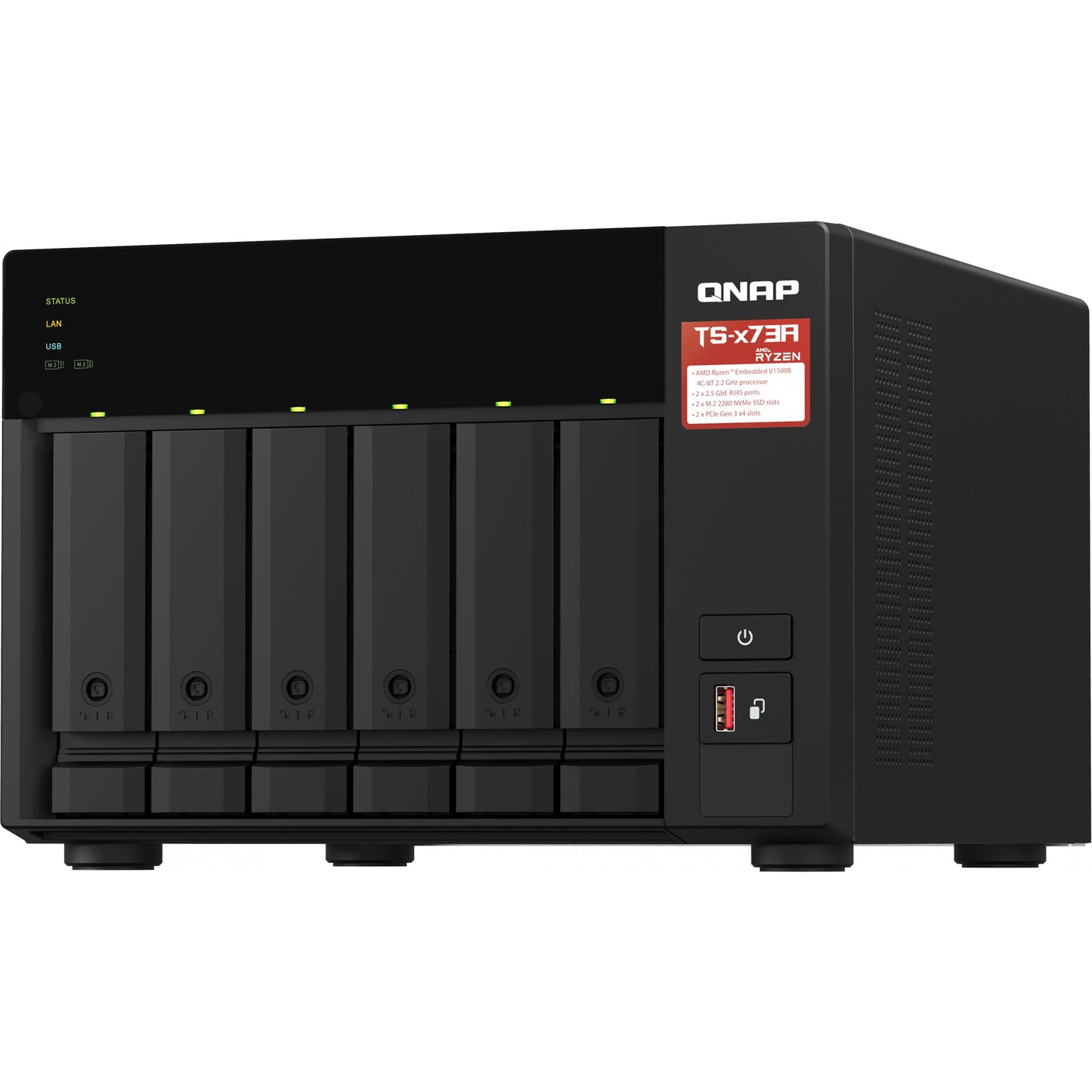 QNAP TS-673A NAS-Server 6Schächte AMD Ryzen Embedded V1500B 2.2 GHz SATA 6Gb/s