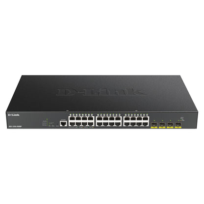DGS-1250-28XMP/E 28-Port Smart Managed PoE+ Gigabit Switch 24x 10/100/1000BASE-T PoE 4x 10-Gigabit-Port (SFP+)