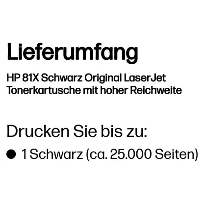 HP Toner 81X CF281X Schwarz bis zu 25.000 Seiten ISO/IEC 19752