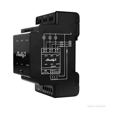 Shelly Relais "Pro 3" WLAN LAN 3x 16A 3 Kanäle 3 Phasen Max. 48A BT DIN-Rail