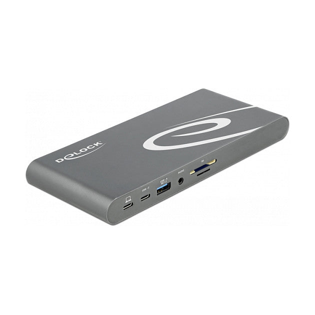D DeLOCK Dockingstation 2xDisplayPort/HDMI/3xUSB3.2/RJ45 Ethernet/Audio/2xUSB-C Grey