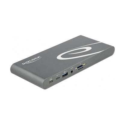 D DeLOCK Dockingstation 2xDisplayPort/HDMI/3xUSB3.2/RJ45 Ethernet/Audio/2xUSB-C Grey