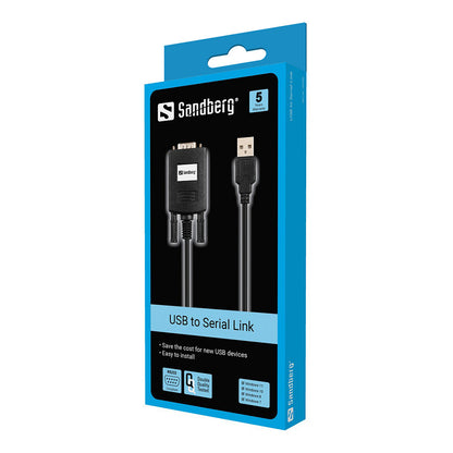 SANDBERG USB to Serial Link - USB Type-A - RS232 - 0,3 m - Schwarz