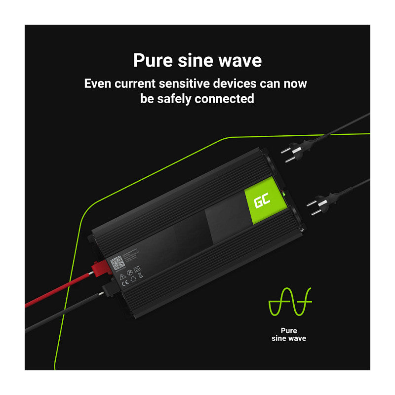 Green Cell KFZ Spannungswandler Power Inverter 24V > 230V 3000/6000W Black