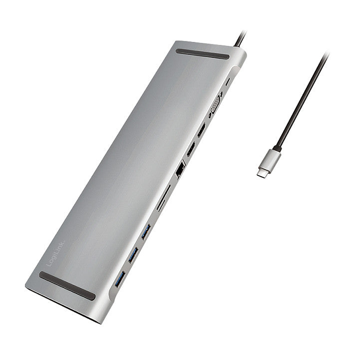 LogiLink UA0373 USB-C 11-in-1 PD 100W DockingStation Silber