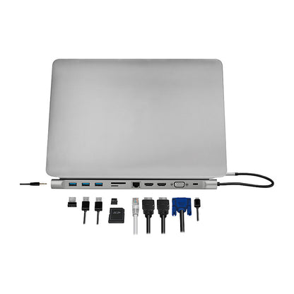 LogiLink UA0373 USB-C 11-in-1 PD 100W DockingStation Silber