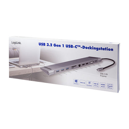 LogiLink UA0373 USB-C 11-in-1 PD 100W DockingStation Silber