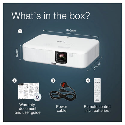 (1920x1080) Epson CO-FH02 3000-Lumen 16:9 HDMI 2xUSB Speaker White