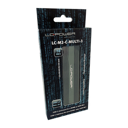 M.2 LC-M2-C-MULTI-3 LC-Power USB3.2 M.2-SSD-Gehäuse (NVMe & SATA)