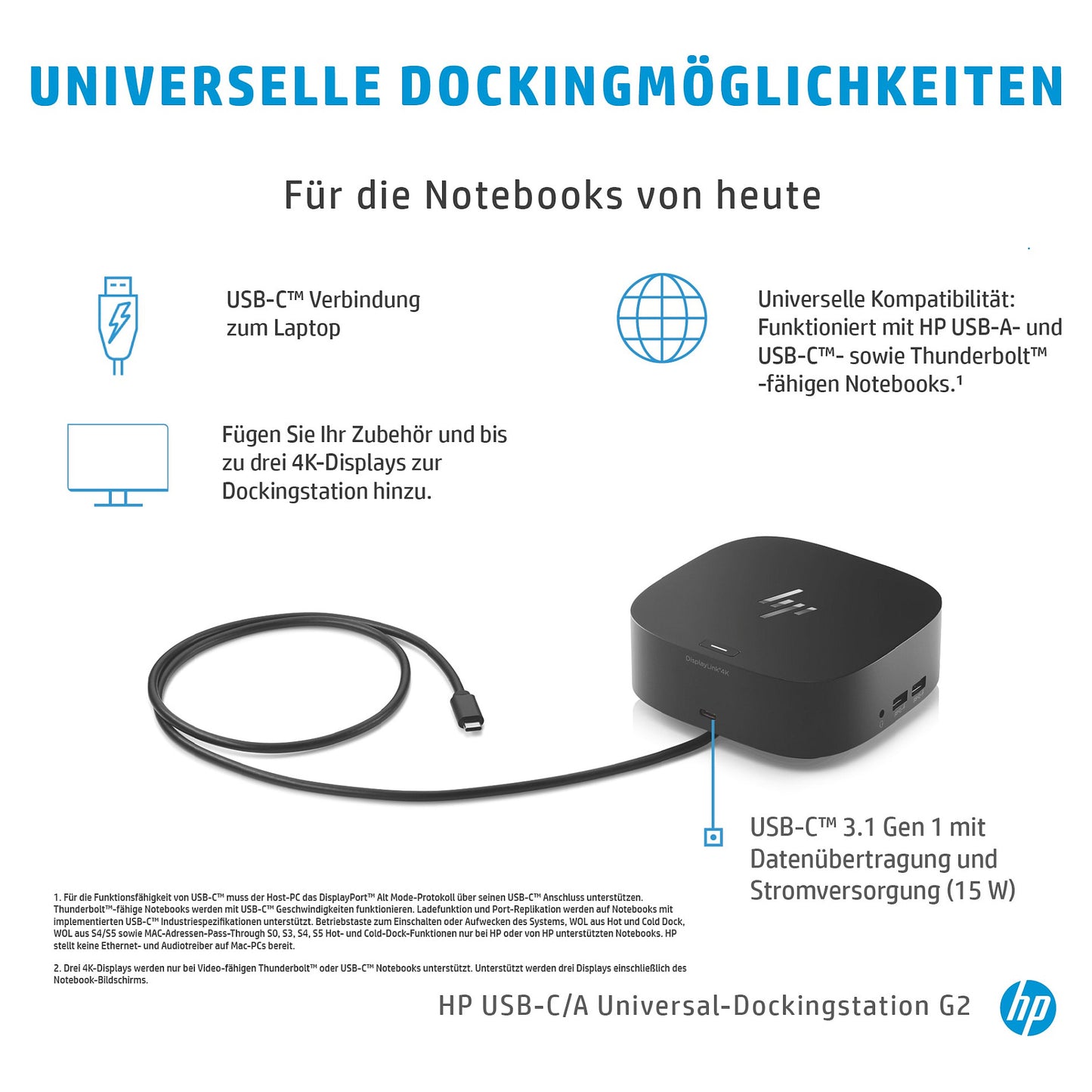 D HP USB-C Dock G5 Schwarz 100W