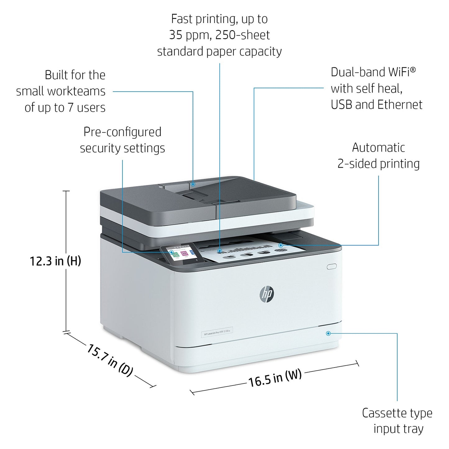 HP LaserJet Pro 3002dn S/W-Laserdrucker A4 33S./Min. LAN Duplex