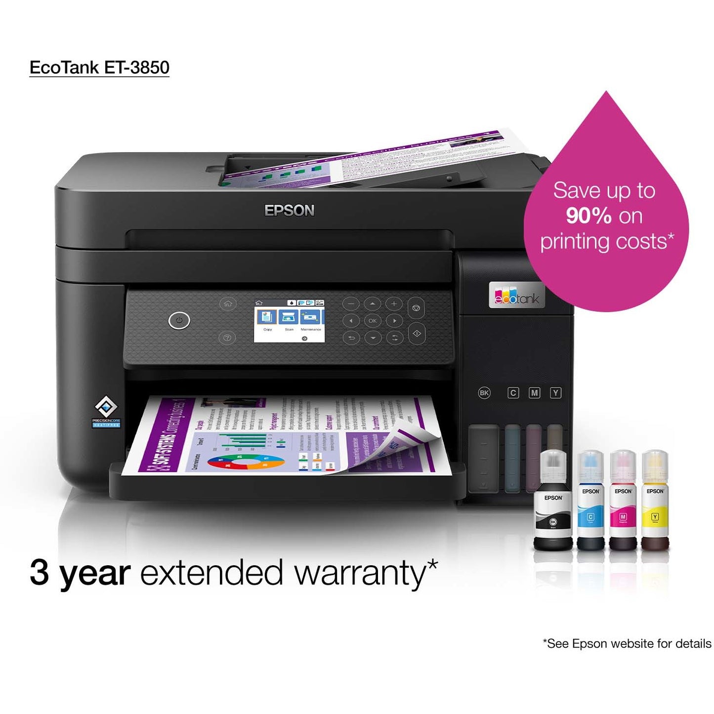 T Epson EcoTank ET-3850 Tintenstrahldrucker 3in1/A4/WiFi/WLAN/ADF/Duplex