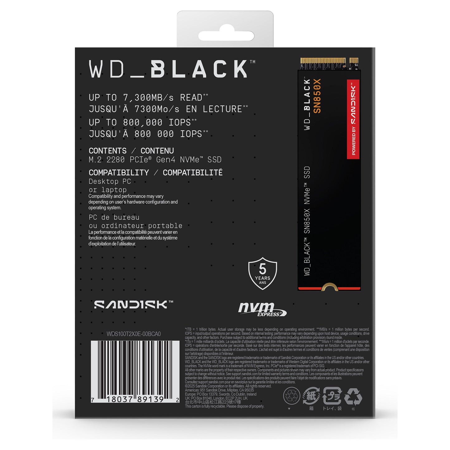 M.2 1TB WD Black SN850X NVMe PCIe 4.0 x 4
