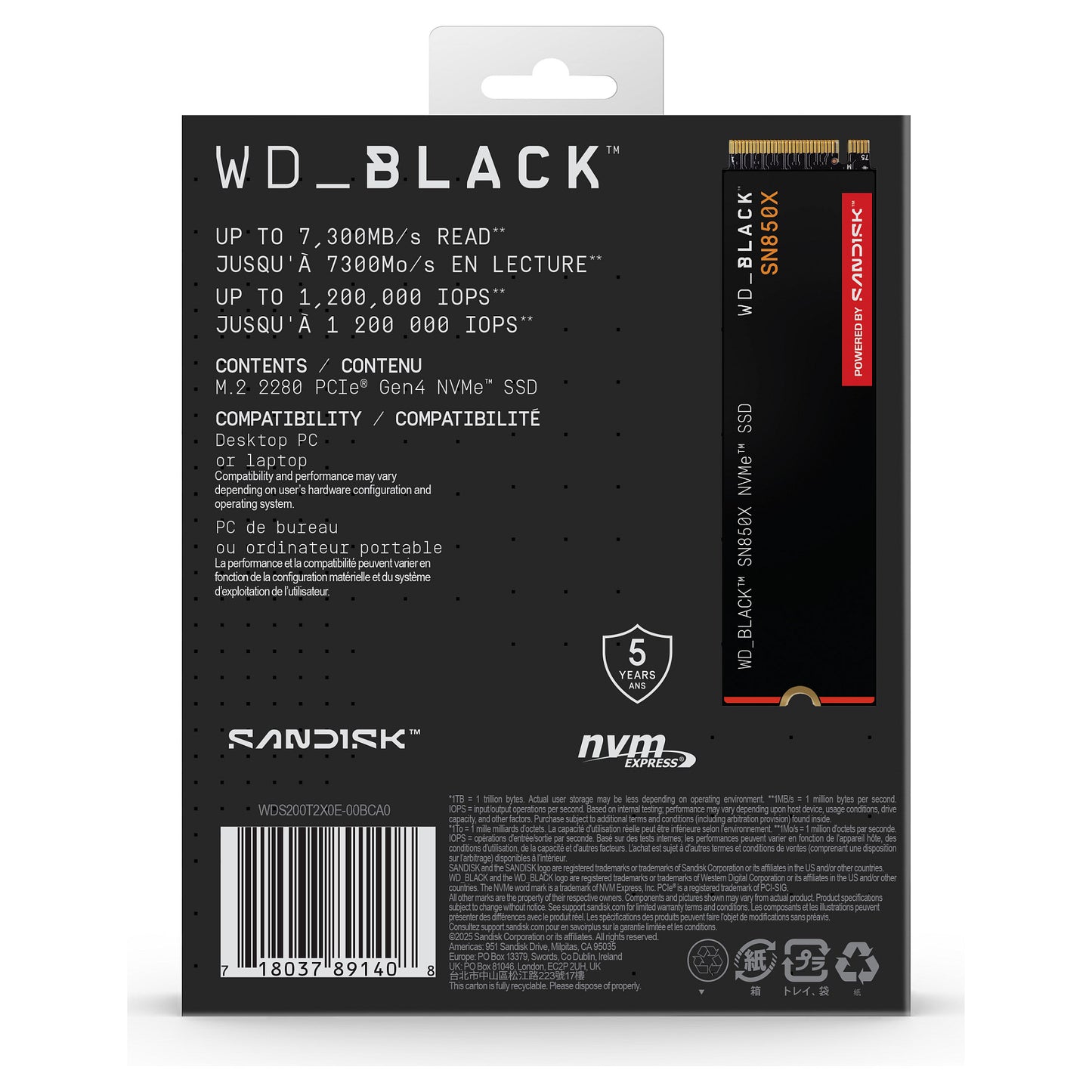 M.2 2TB WD Black SN850X NVMe PCIe 4.0 x 4