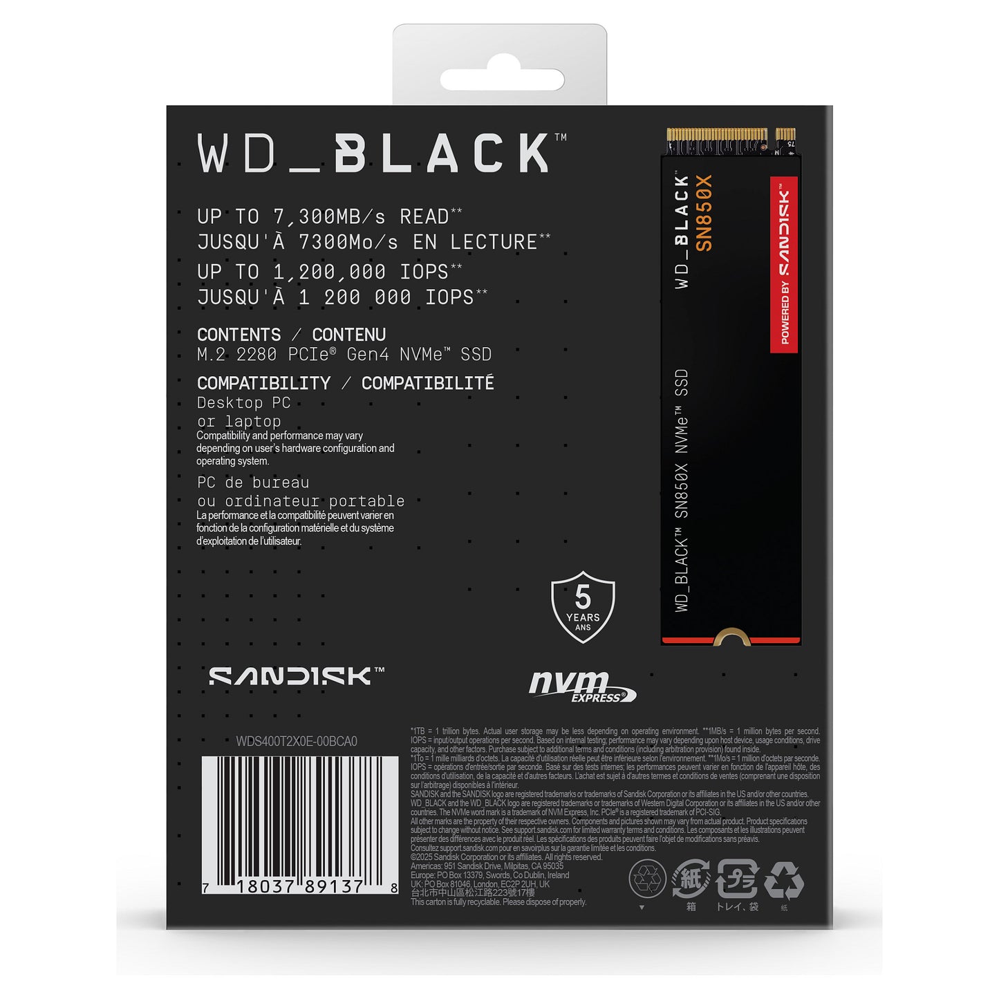 M.2 4TB WD Black SN850X NVMe PCIe 4.0 x 4