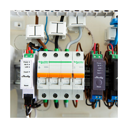 Shelly Relais "Pro 3EM 120A" WLAN LAN Stromzähler Inkl. 3x 120A Klemmen Messfunktion BT DIN-Rail
