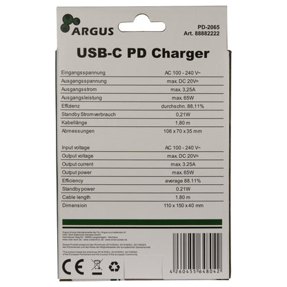 Charger USB-C 65W Black INTER-TECH PD-2065