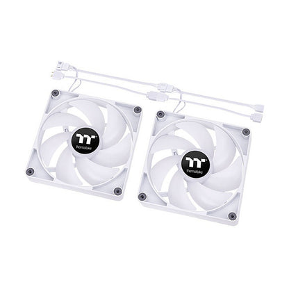 140mm Thermaltake CT140 ARGB Sync PC Cooling Fan White 500-1500rpm - 2Pack