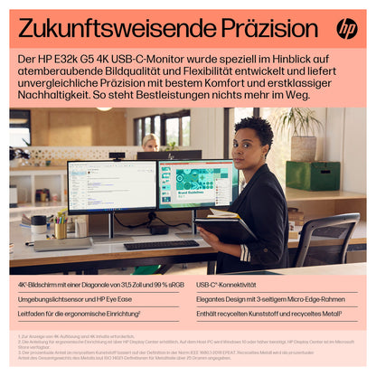 HP E32k G5 IPS UHD 3840x2160 DP/HDMI/USB-C 350cd
