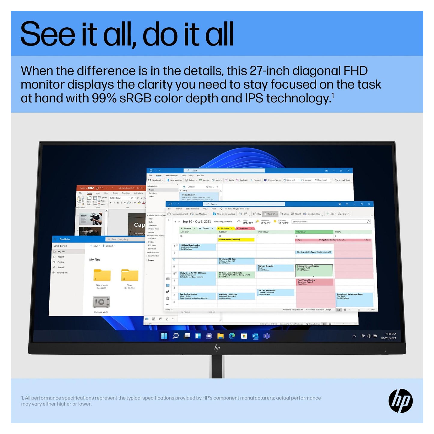 68,6 cm/27" (1920×1080) HP E27 G5 16:9 IPS 5 ms 75 Hz HDMI DisplayPort USB-Hub VESA Black