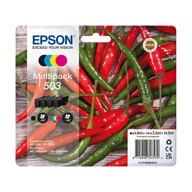 Epson Tinte 503 C13T09Q64010 4er Multipack (BKMCY) bis zu 165 Seiten