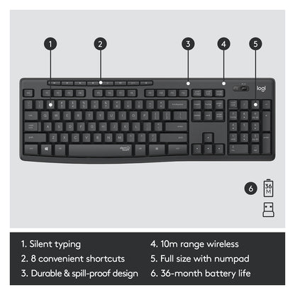 Logitech MK295 Silent Wireless Combo Graphite QWERTY US