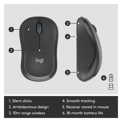 Logitech MK295 Silent Wireless Combo Graphite QWERTY US
