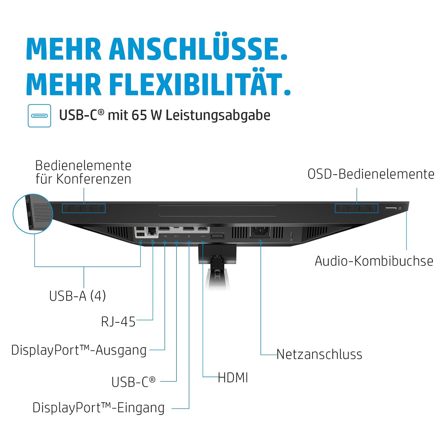 60,5cm/23,8'' (1920x1080) HP E24m G4 16:9 5ms USB-C VGA HDMI DP Speaker Full HD Black