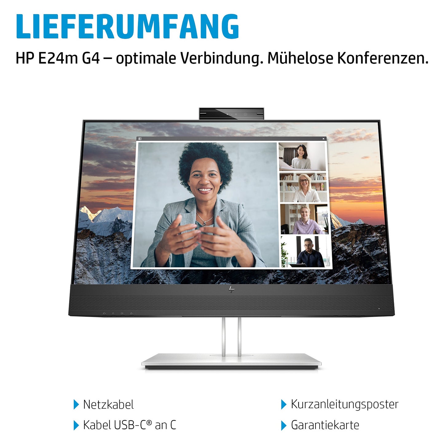 60,5cm/23,8'' (1920x1080) HP E24m G4 16:9 5ms USB-C VGA HDMI DP Speaker Full HD Black