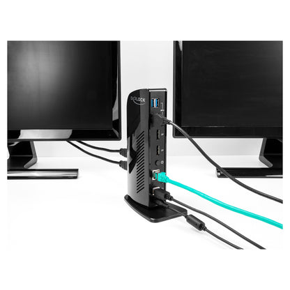 D DeLOCK Dockingstation 4xUSB3.2/2xDisplayPort 4K/RJ45 Ethernet/Audio Black