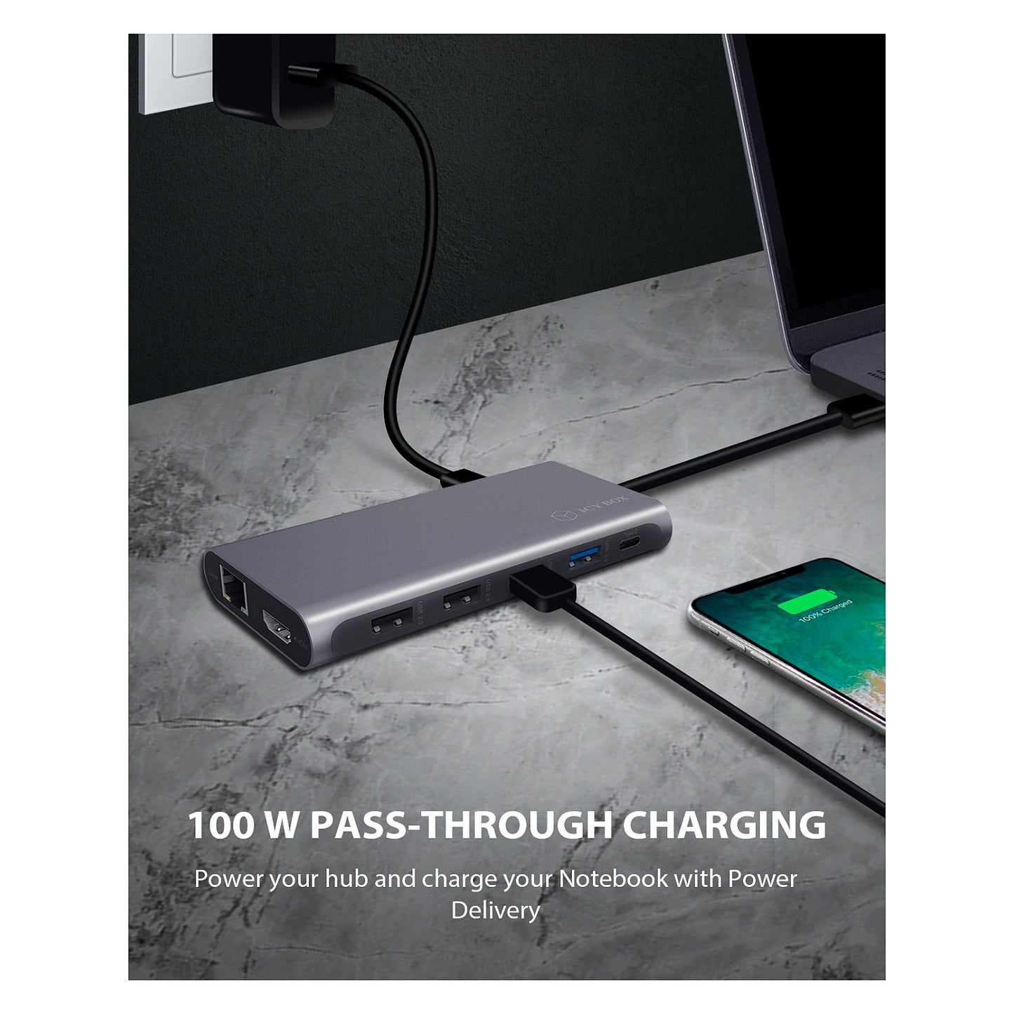 ICY BOX IB-DK4050-CPD USB-C 12-in-1 PD 100W DockingStation