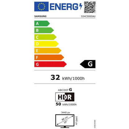 86,4cm/34'' (3440x1440) Samsung S34C500GAU 21:9 5ms 100Hz 2xHDMI DisplayPort VESA UWQHD Black
