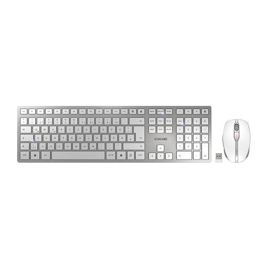 Cherry DW 9100 Slim - Tastatur-und-Maus-Set Wireless white/silver QWERTZ DE