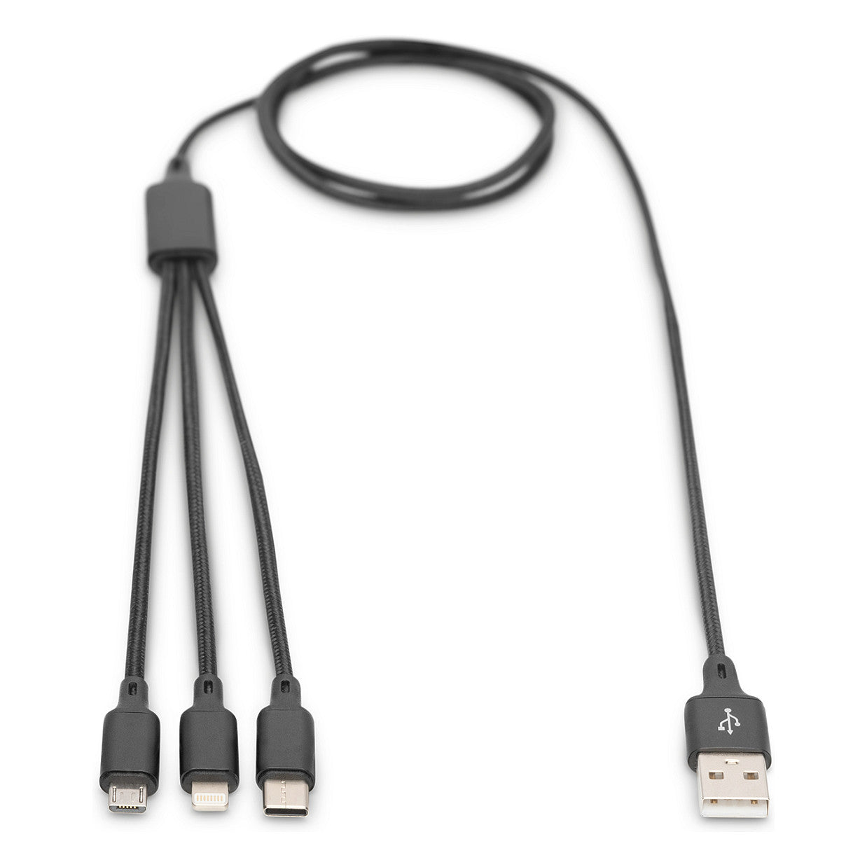 DIGITUS LAK 3in1 USBA+Lightning+MicroUSB->USBC 1m schwarz