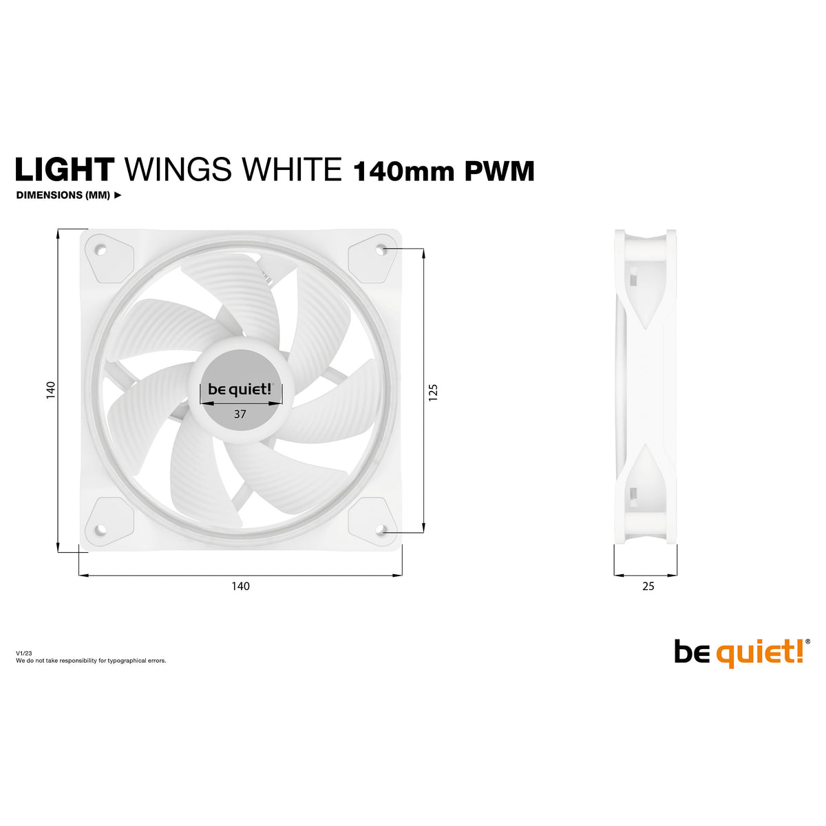 140mm be quiet! LIGHT WINGS White PWM Triple-Pack