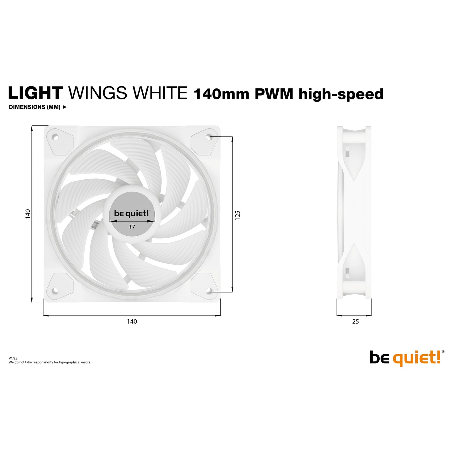 140mm be quiet! LIGHT WINGS White PWM Triple-Pack high-speed