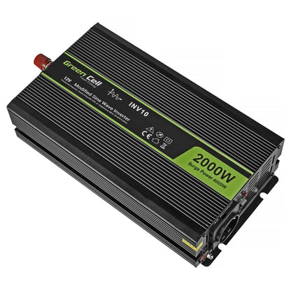 Green Cell Spannungswandler Power Inverter 12V > 230V 2000/4000W Black