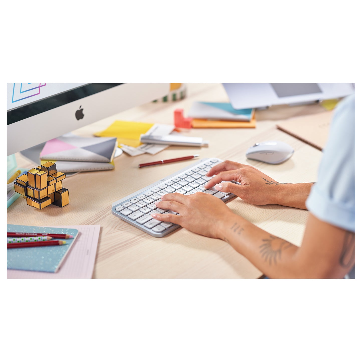 Logitech MX Keys Mini - Tastatur - Hintergrundbeleuchtung Pale Gray