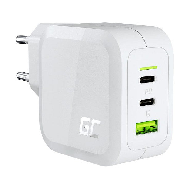 Ladegerät Green Cell Power Charger 2xUSB-C Power Delivery 1xUSB-A QuickCharge 65W White