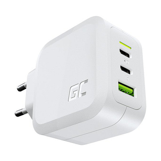 Ladegerät Green Cell Power Charger 2xUSB-C Power Delivery 1xUSB-A QuickCharge 65W White