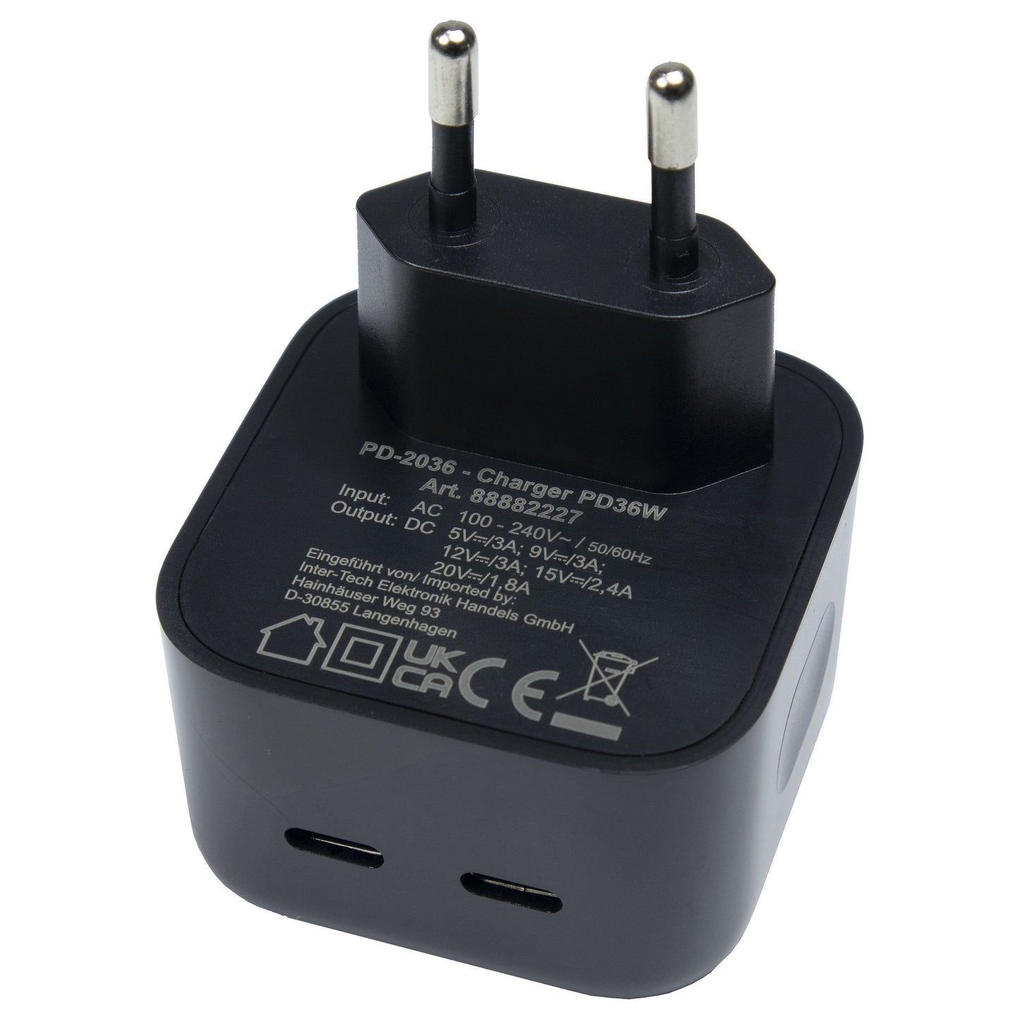 Charger USB-C 36W Black Inter-Tech PD-2036