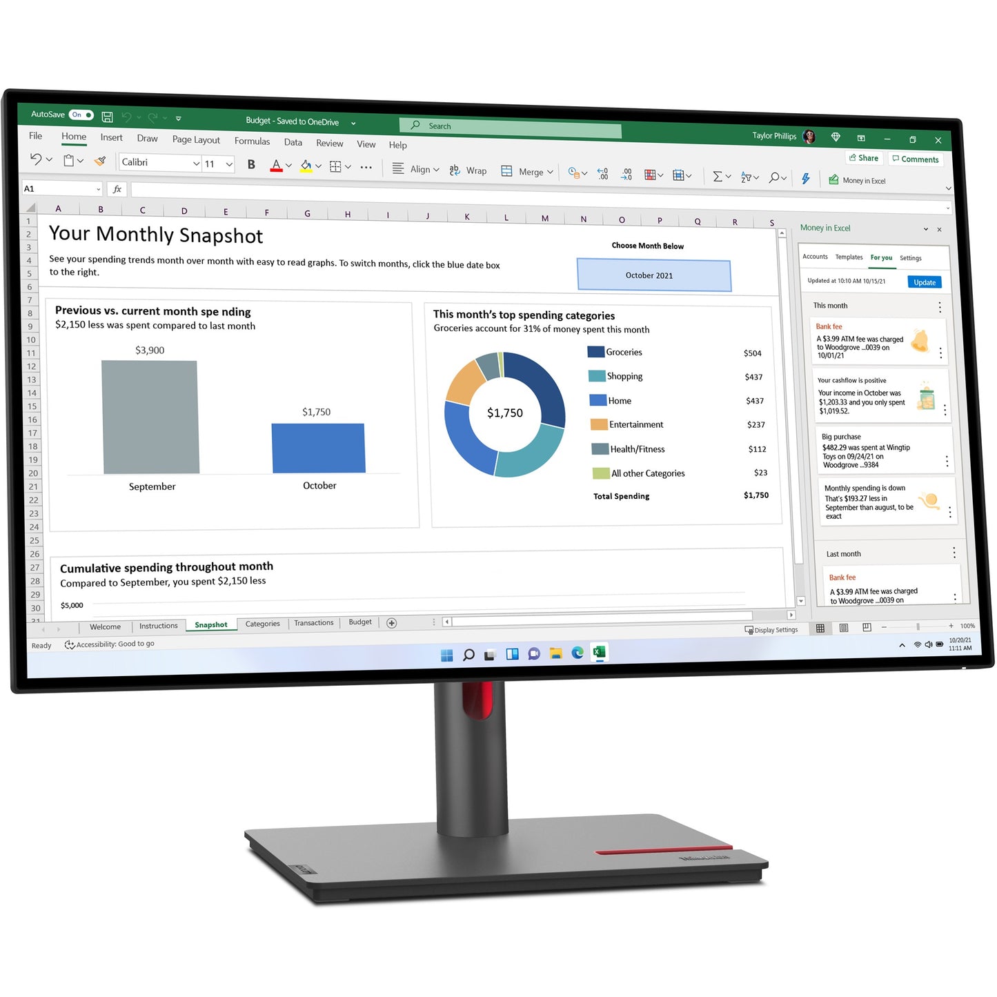 68,6cm /27" (2560x1440) Lenovo ThinkVision P27h-30 4ms DP USB-C Black