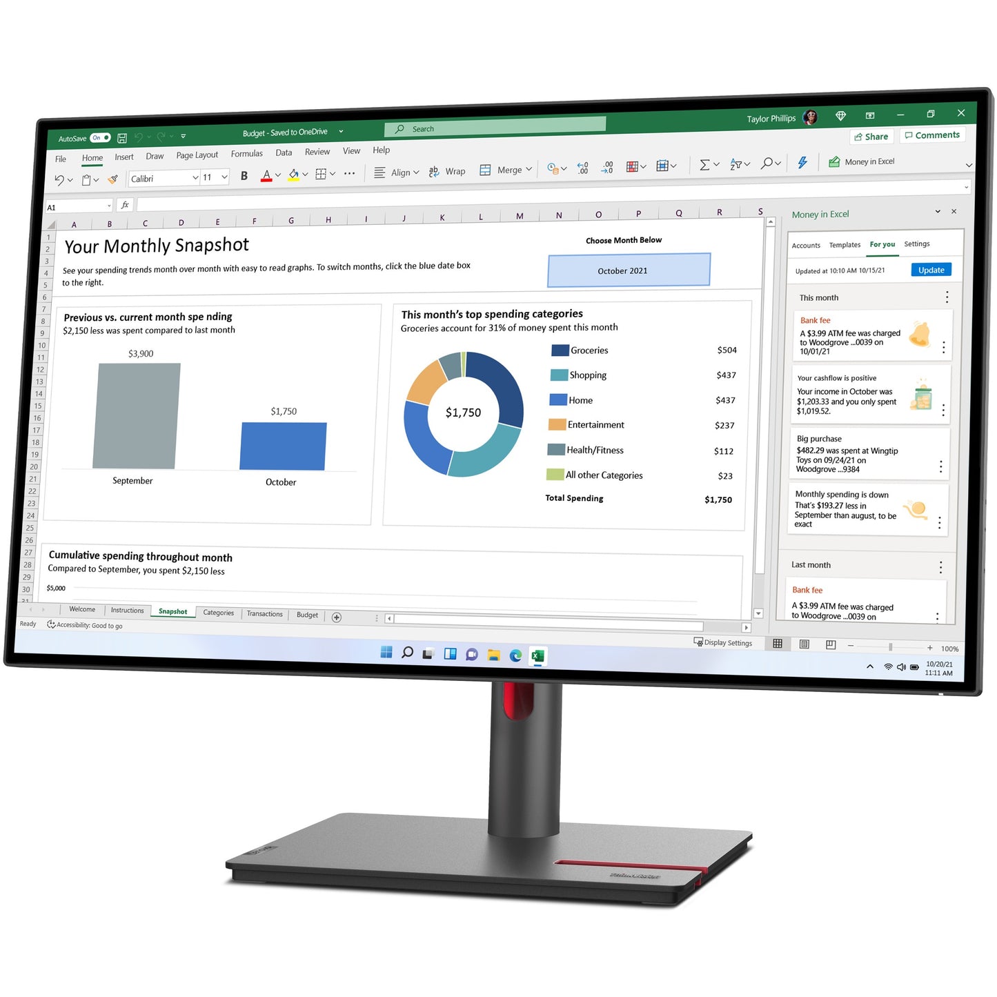 68,6cm /27" (2560x1440) Lenovo ThinkVision P27h-30 4ms DP USB-C Black