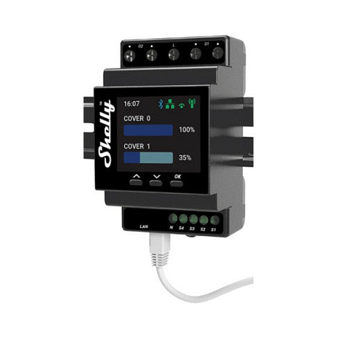 Shelly Relais "Pro Dual Cover PM" 2x Rolladensteuerung WLAN LAN BT DIN-Rail