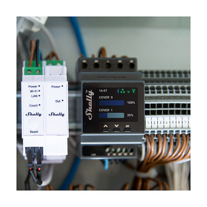 Shelly Relais "Pro Dual Cover PM" 2x Rolladensteuerung WLAN LAN BT DIN-Rail
