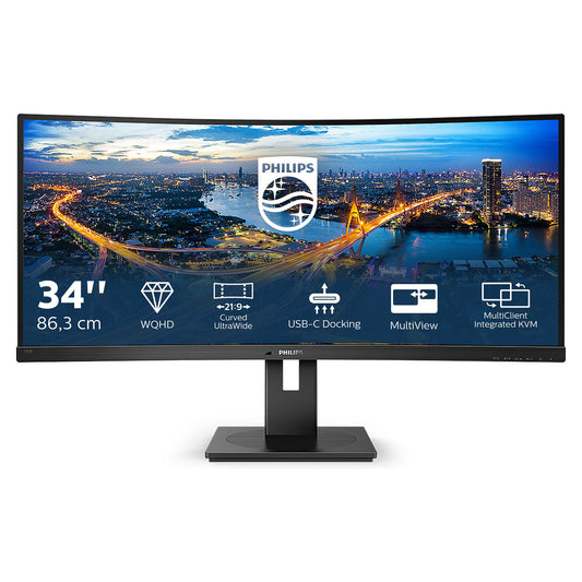 86,4cm/34" (3440x1440) Philips B Line 346B1C 21:9 UWQHD Curved 5ms 100Hz HDMI DP USB-C Speaker Black